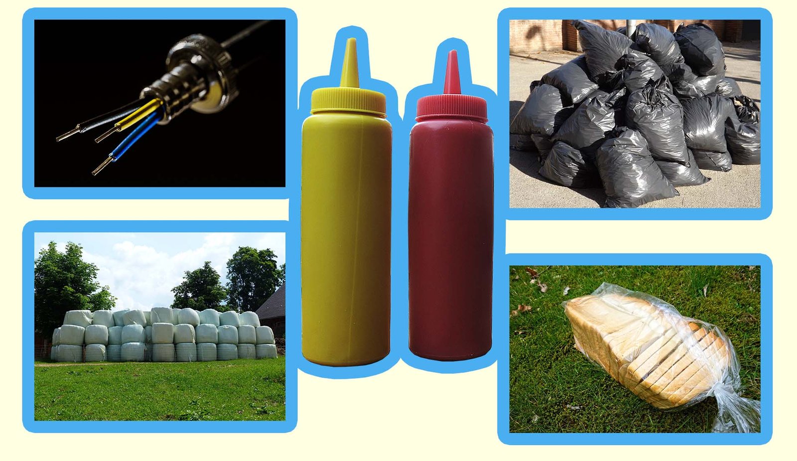 A montage to show the uses of LDPE.